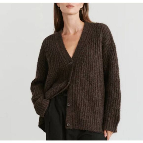 Jenni Kayne  Oversized Cocoon Cardigan In Cocoa Brown Sz XS - Picture 1 of 5